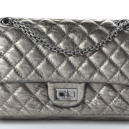 Chanel Metallic Aged Calfskin 2.55 Reissue 225 Flap Dark Silver 11 of 12