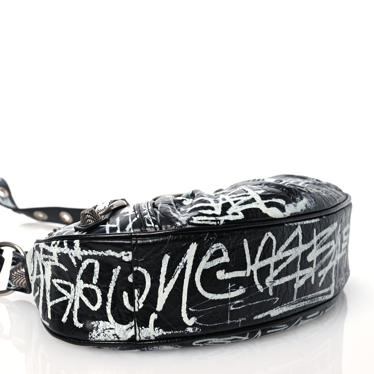 Agneau Arena Graffiti Le Cagole Shoulder Bag XS White Black
