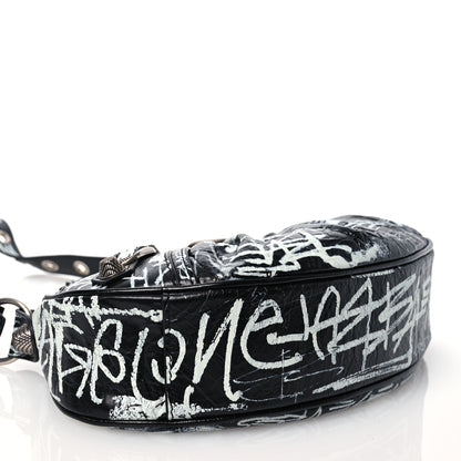 Balenciaga Agneau Arena Graffiti Le Cagole Shoulder Bag XS White Black 4 of 10