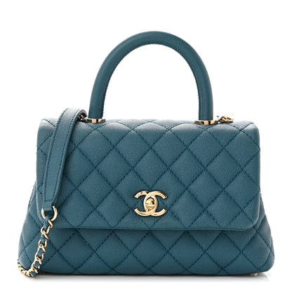 Chanel Caviar Quilted Mini Coco Handle Flap Dark Turqouise 1 of 11