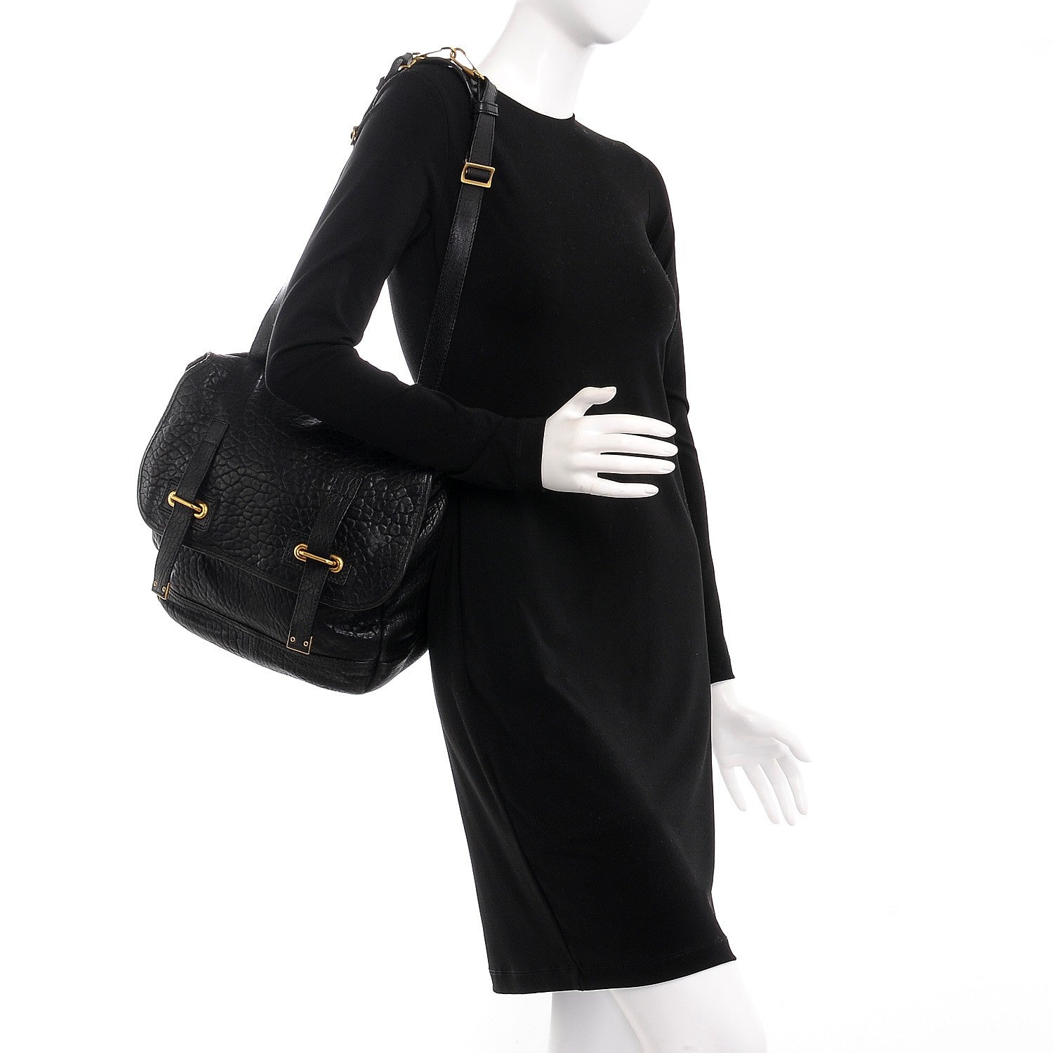 Saint Laurent Grained Calfskin Medium Besace Shoulder Bag Black 2 of 13