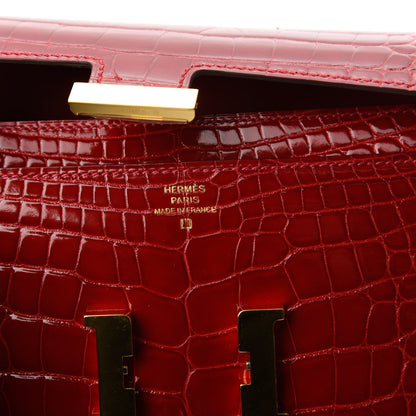 Hermes Shiny Alligator Constance Long Wallet Rouge Vif 8 of 12