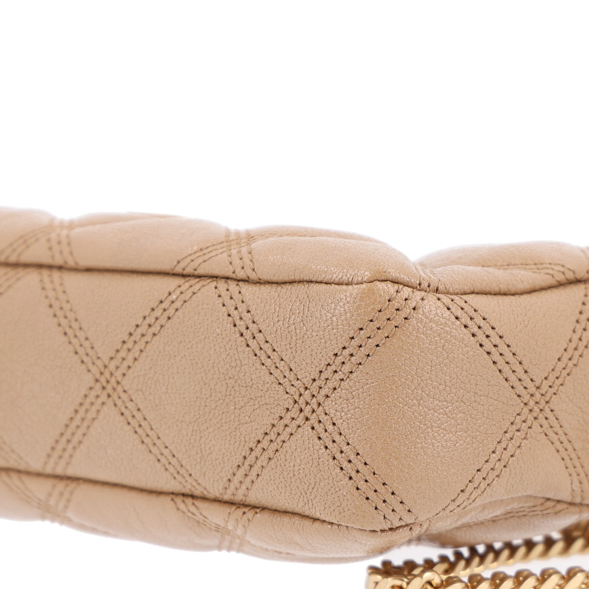 Grained Lambskin Quilted Mini Becky Double Zip Bag Dark Beige