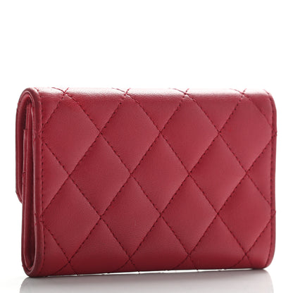 Chanel Lambskin Quilted Flap Card Holder Red 3 of 9