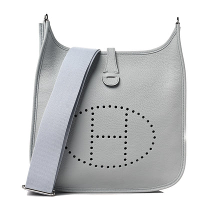 Hermes Taurillon Clemence Evelyne III PM Bleu Pale 1 of 9