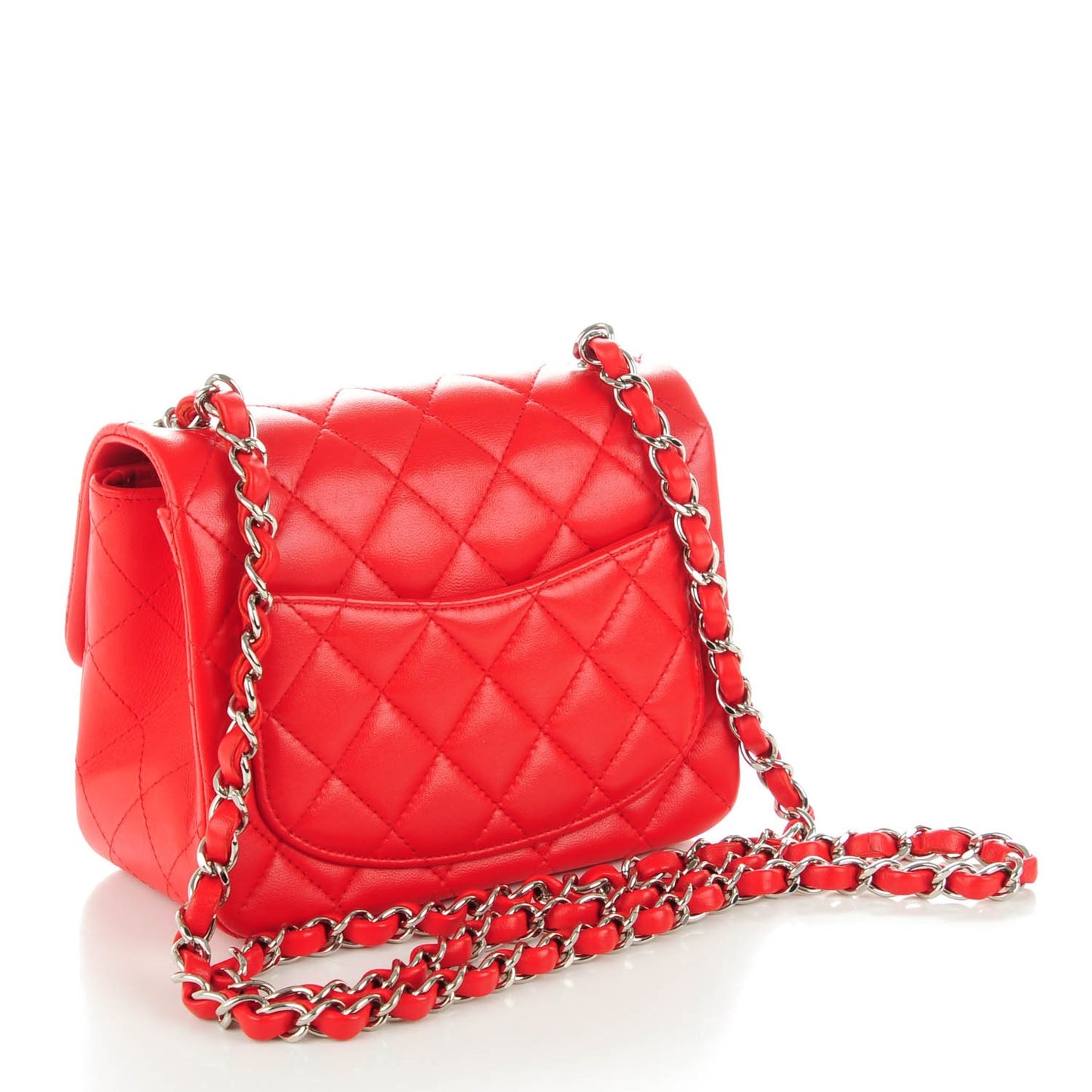 Lambskin Quilted Mini Square Flap Red