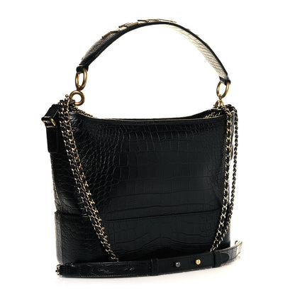 Chanel Crocodile Embossed Calfskin Medium Gabrielle Cocodile Hobo Black 2 of 10