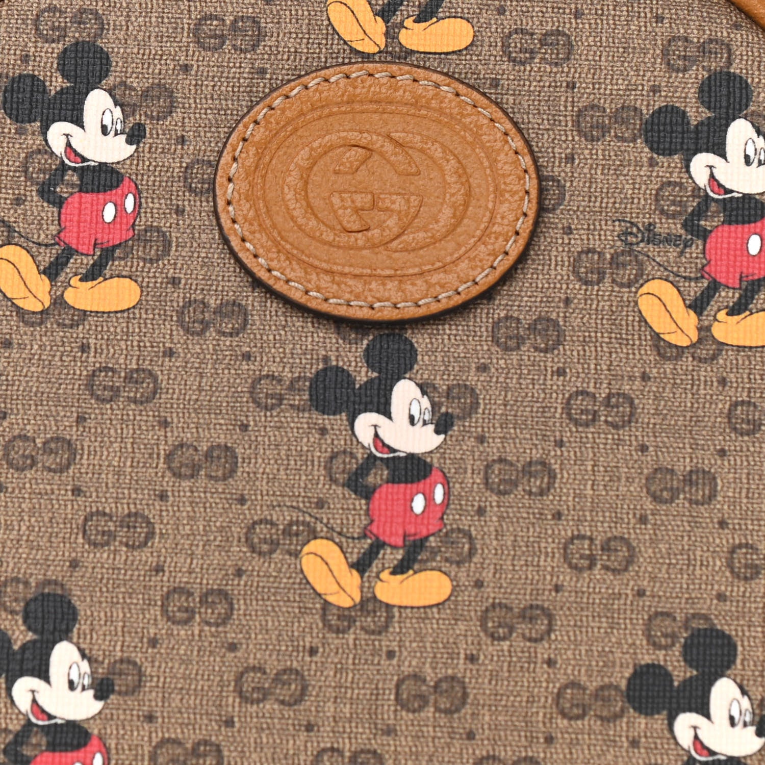 Gucci X DISNEY Mini Vintage GG Supreme Monogram Mickey Mouse Round Backpack Beige Vintage Sun Oil 8 of 11