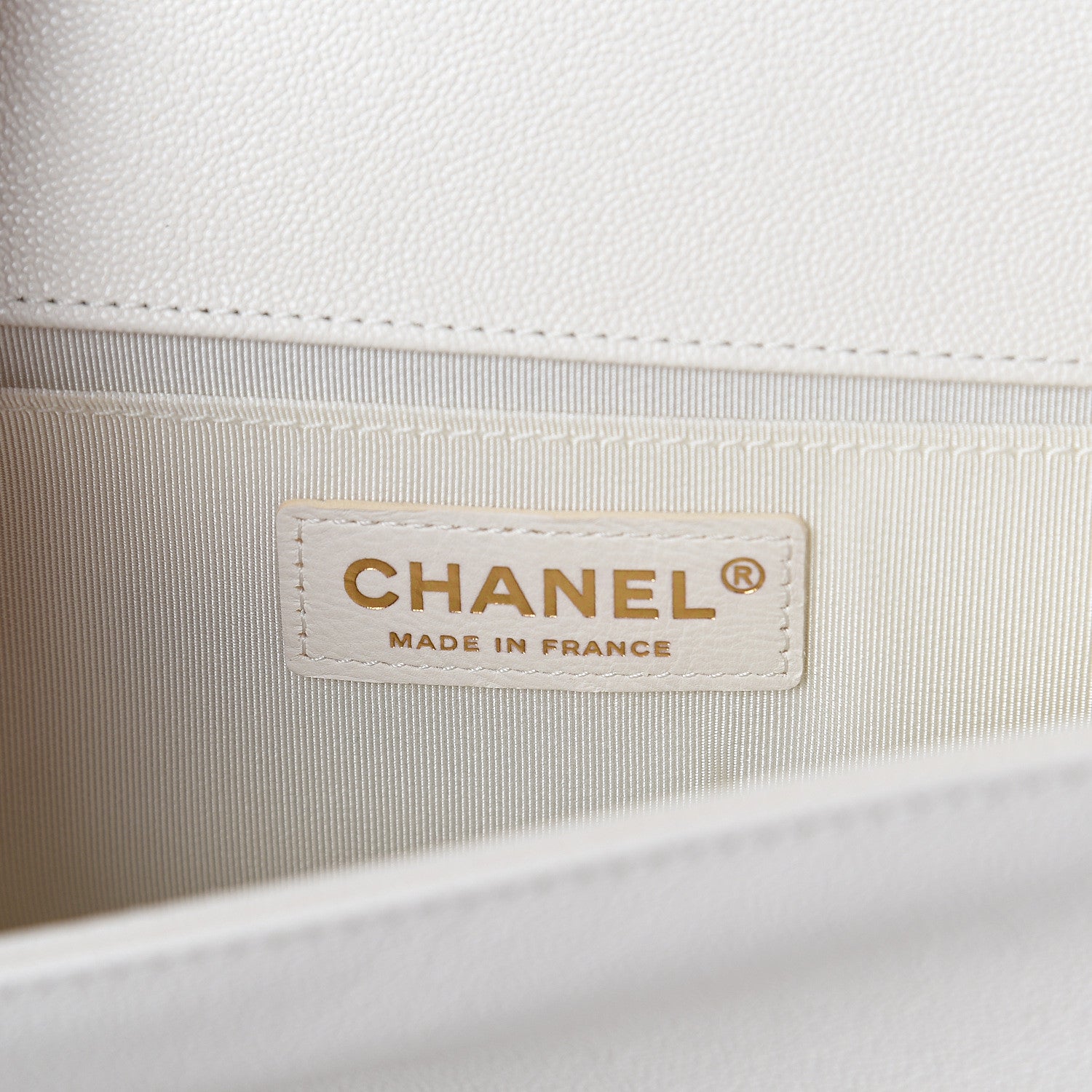 Chanel Grained Calfskin Chevron Quilted Medium Boy Flap White 5 of 9