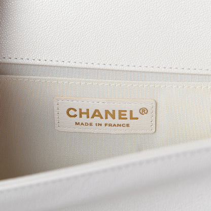 Chanel Grained Calfskin Chevron Quilted Medium Boy Flap White 5 of 9