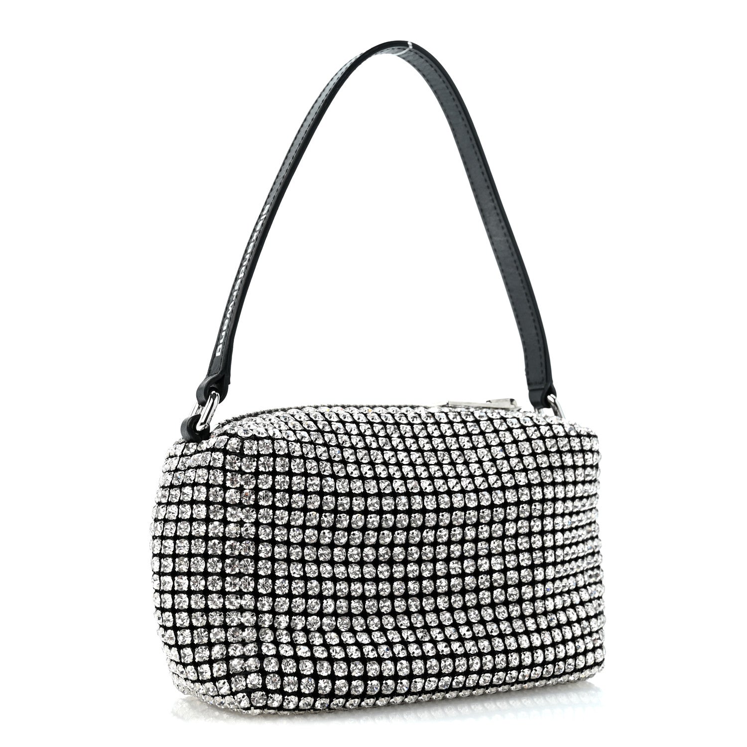 Alexander Wang Mesh Crystal Rhinestone Mini Heiress Pouch Black Silver 3 of 12