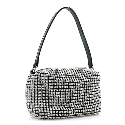 Alexander Wang Mesh Crystal Rhinestone Mini Heiress Pouch Black Silver 3 of 12