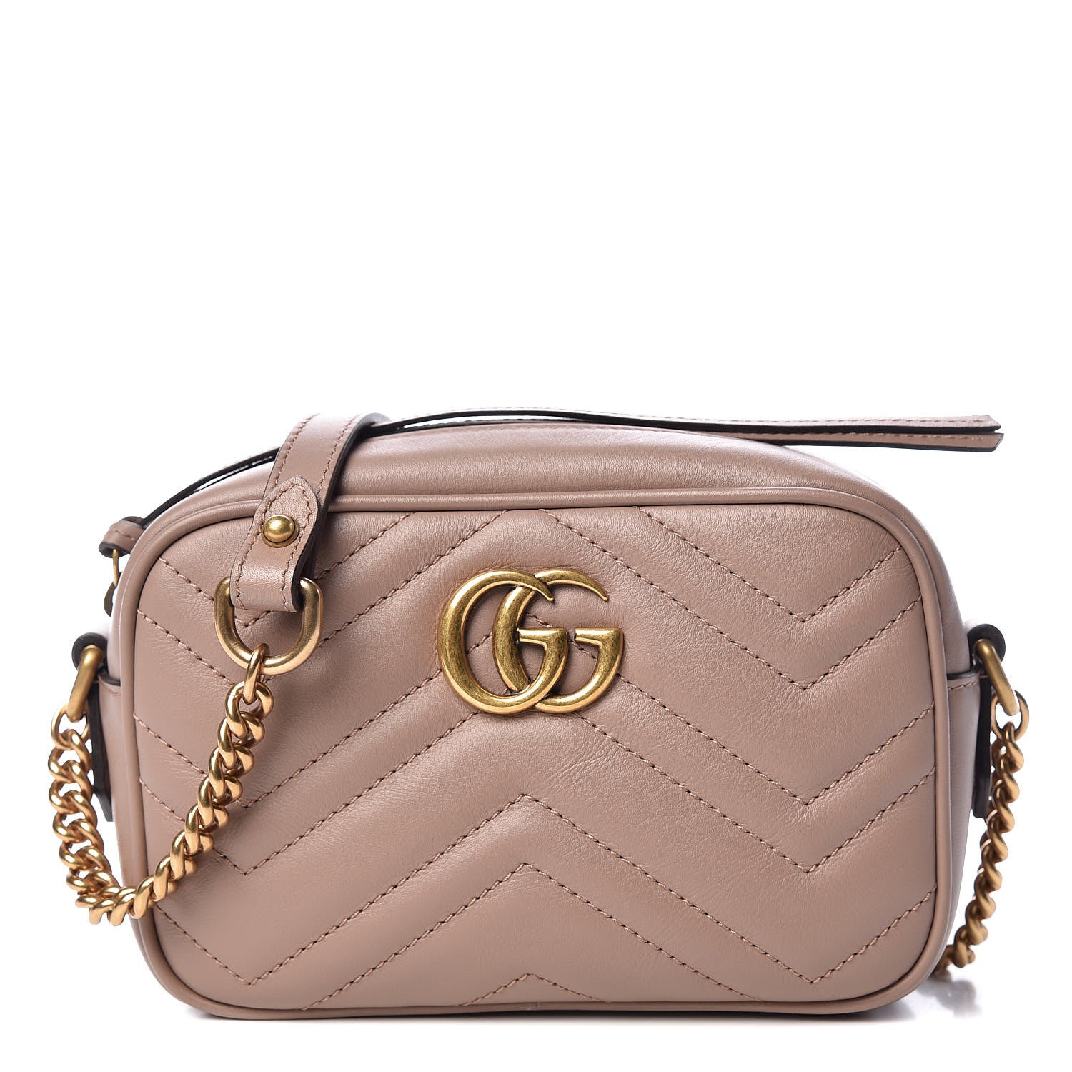 Gucci Calfskin Matelasse Mini GG Marmont Chain Shoulder Bag Porcelain Rose 1 of 9