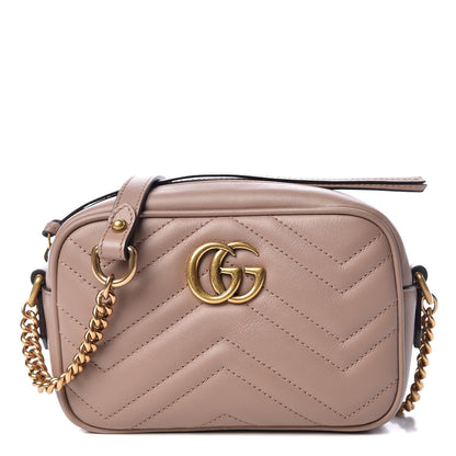 Gucci Calfskin Matelasse Mini GG Marmont Chain Shoulder Bag Porcelain Rose 1 of 9