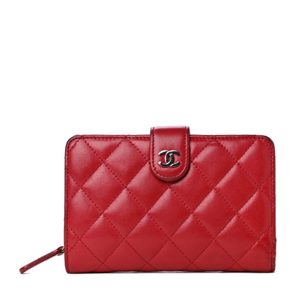 Chanel Lambskin Quilted Zipped Pocket Wallet Red 1 of 4