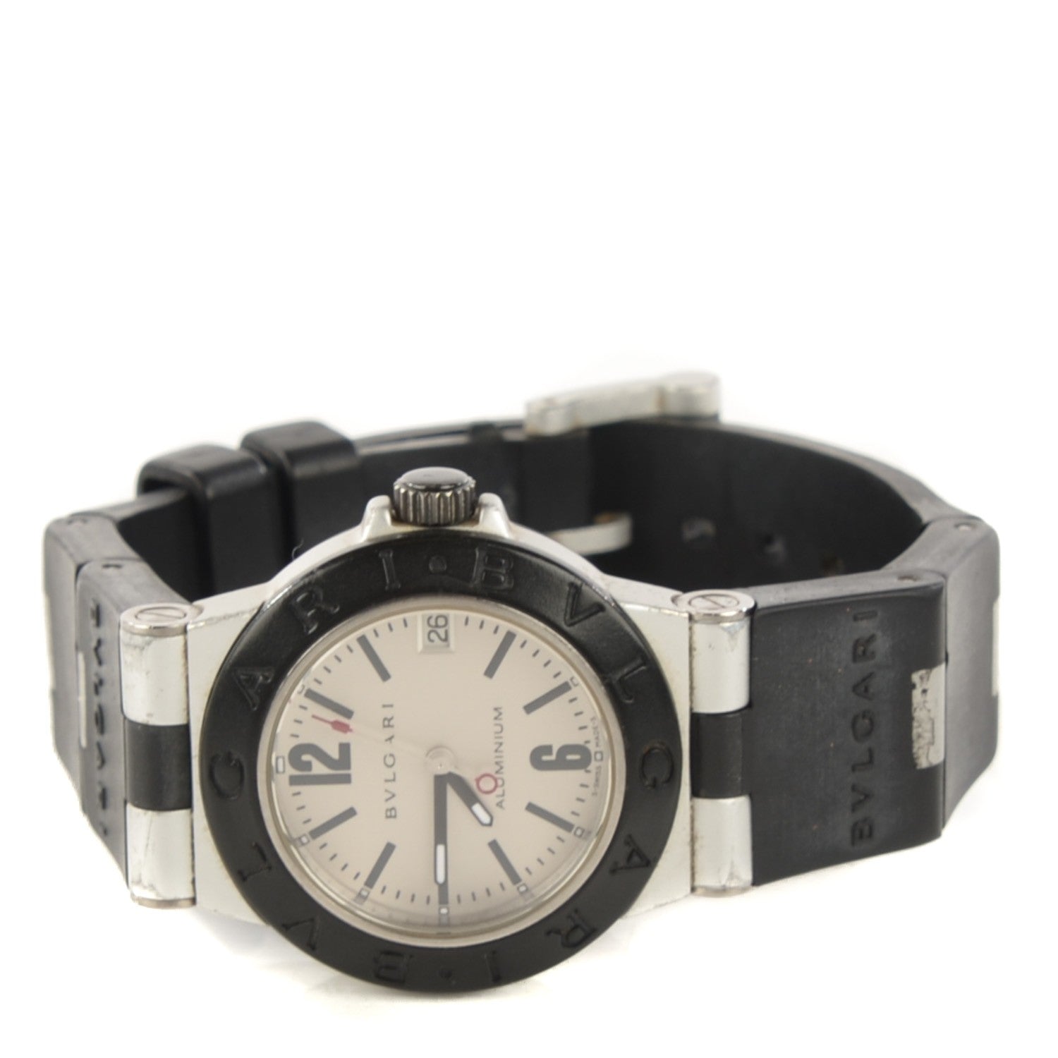 Bulgari Aluminum Rubber 32mm Diagono Quartz Watch 5 of 6