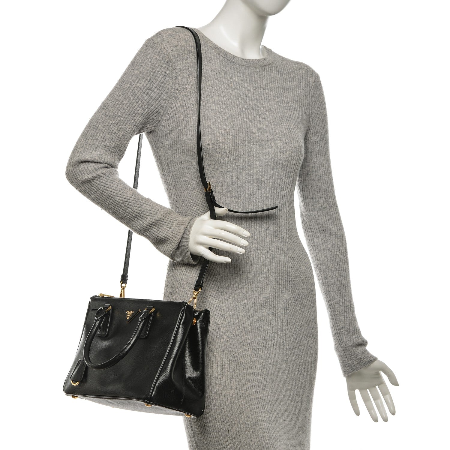 Prada Saffiano Small Galleria Double Zip Tote Black 2 of 8