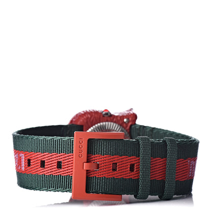 Gucci Stainless Steel Nylon 32mm Le Marche Des Merveilles Tiger Quartz Watch Red 5 of 8