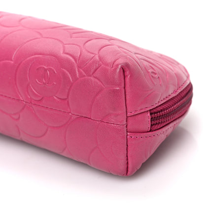 Chanel Lambskin Camellia Embossed Cosmetic Case Pink 9 of 9