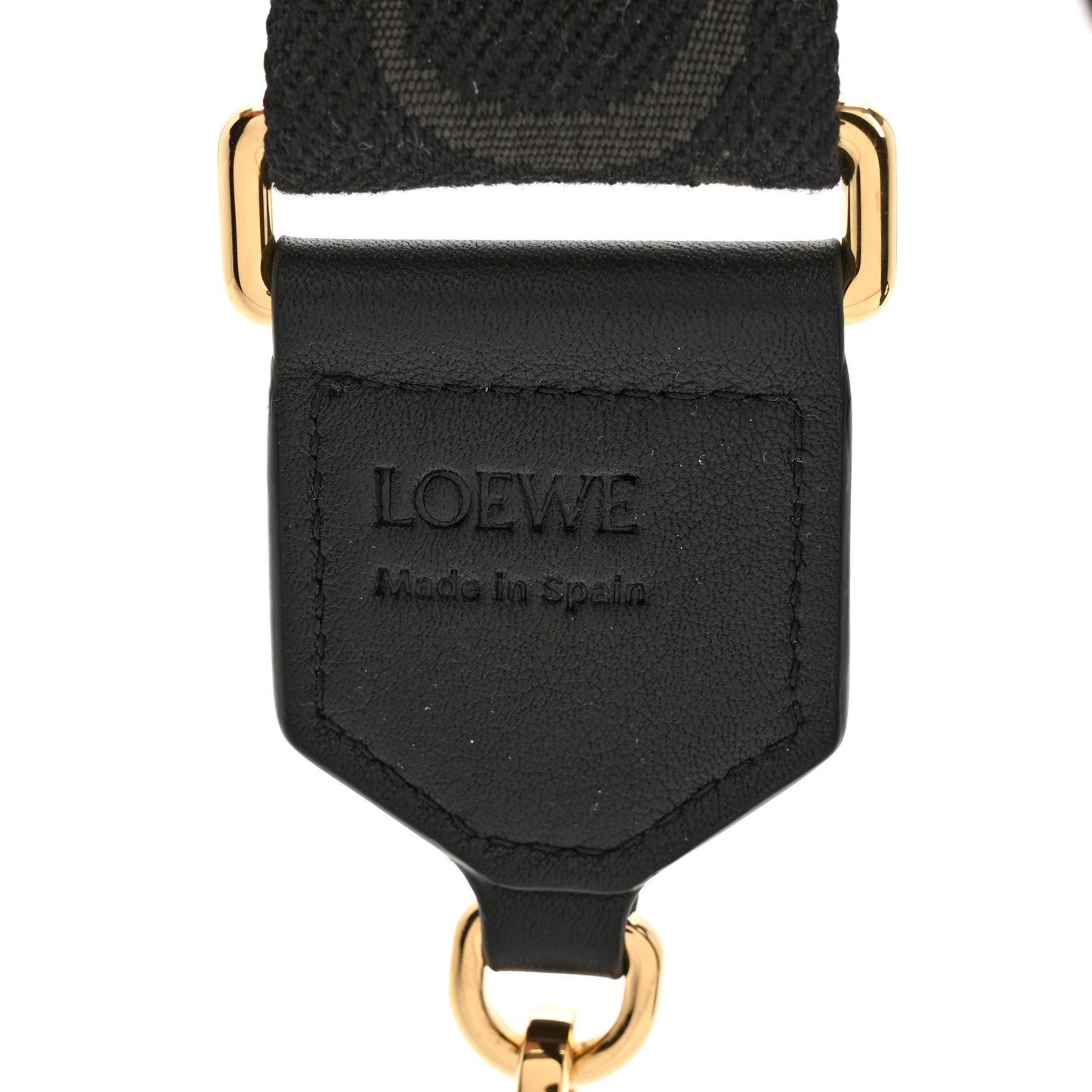 Calfskin Jacquard Webbing Anagram Strap Black