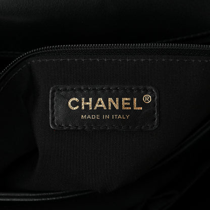 Chanel Grained Calfskin Elaphe Stitched Medium Chevron Chic Top Handle Flap Black 6 of 12