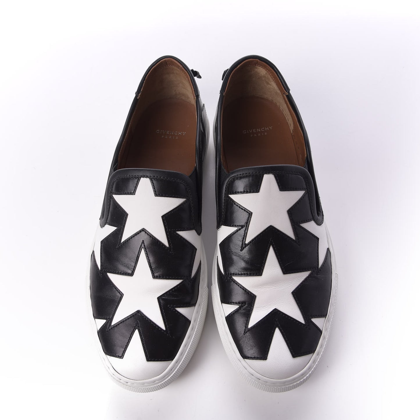 Calfskin Skate Star Print Slip On Sneakers 37.5 Black White