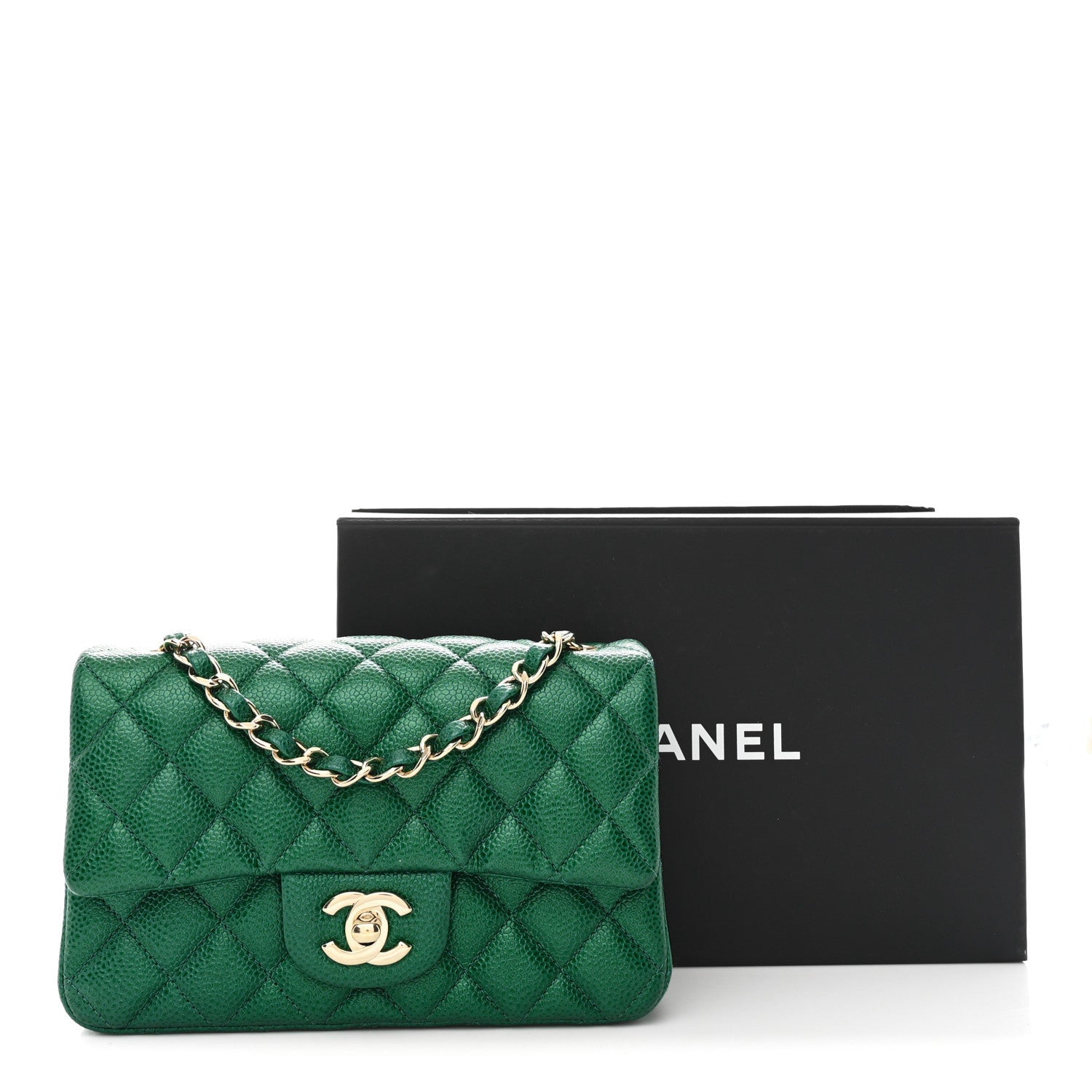 Chanel Metallic Caviar Quilted Mini Rectangular Flap Green 11 of 11
