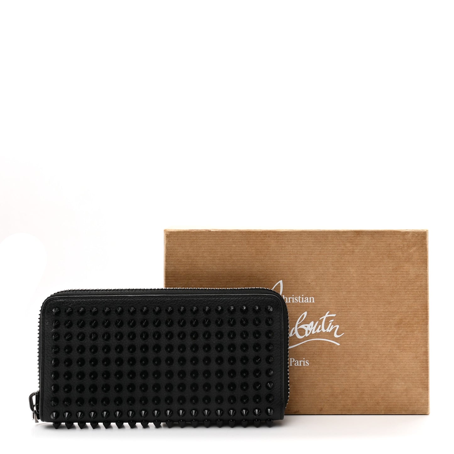 Calfskin Empire Panettone Spiked Zip Around Wallet Black