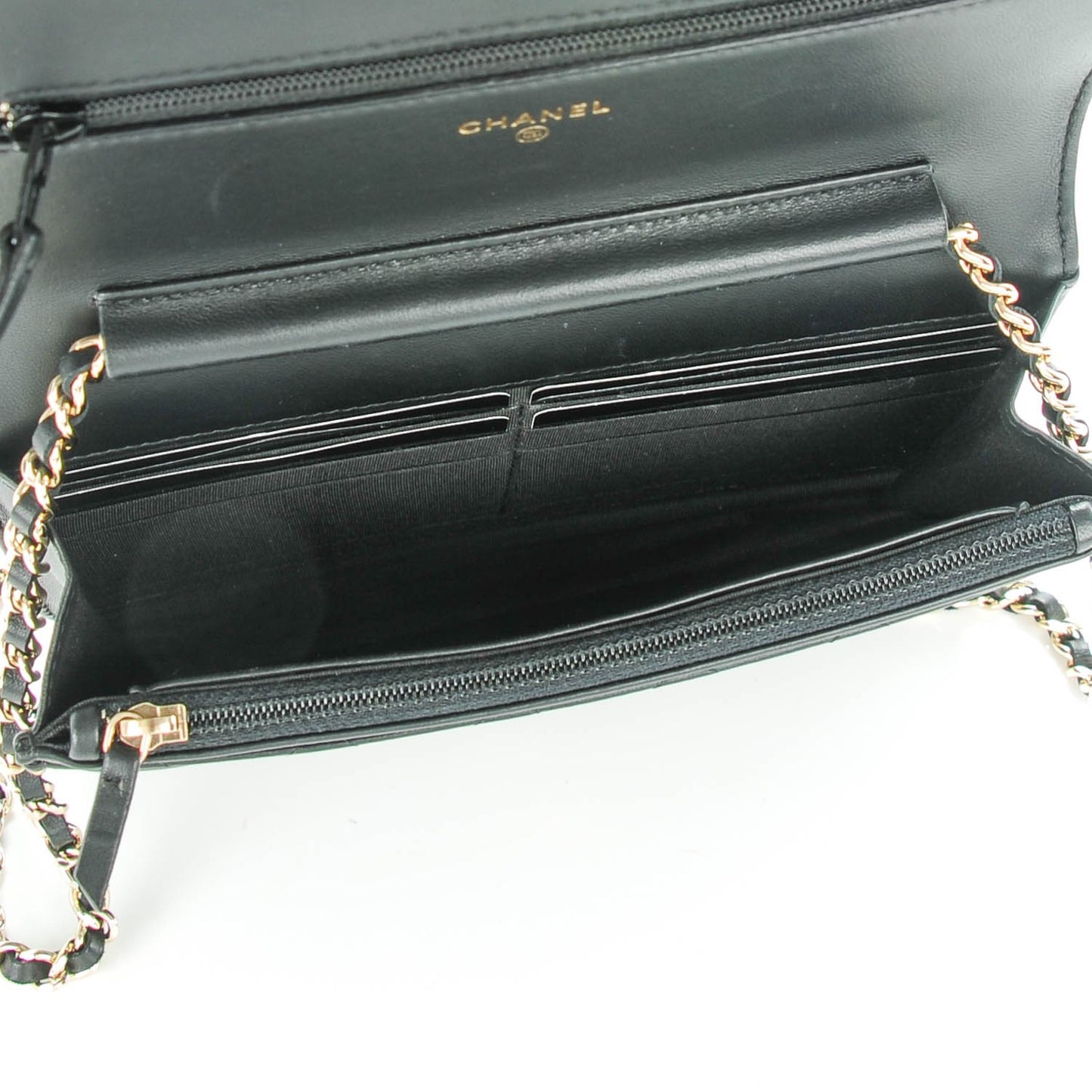 Lambskin Quilted Boy Wallet On Chain WOC Black