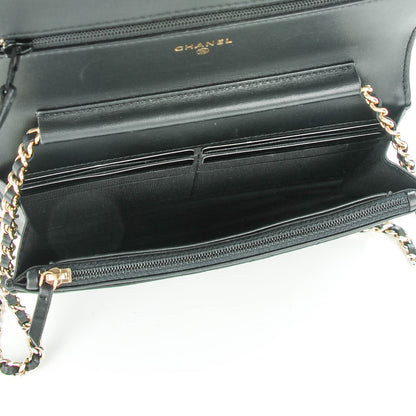 Chanel Lambskin Quilted Boy Wallet On Chain WOC Black 5 of 8
