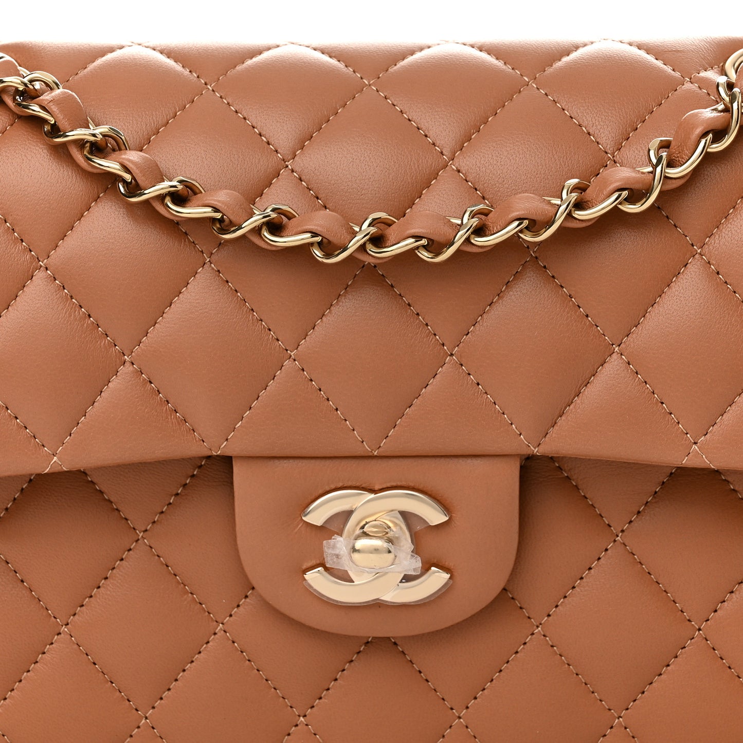 Lambskin Quilted Small Double Flap Brown