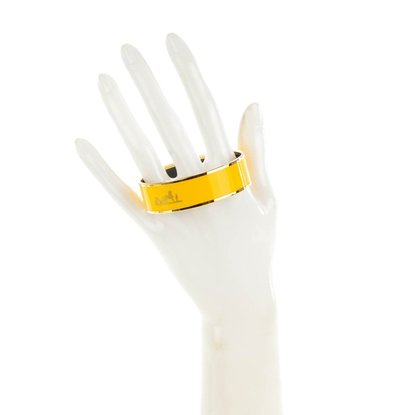 Enamel Printed Wide Caleche Bracelet 65 Yellow
