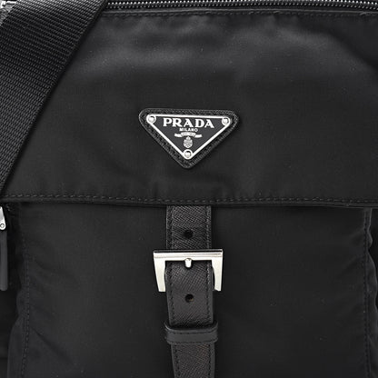 Prada Nylon Vela Saffiano Single Buckle Messenger Shoulder Bag Black 9 of 11