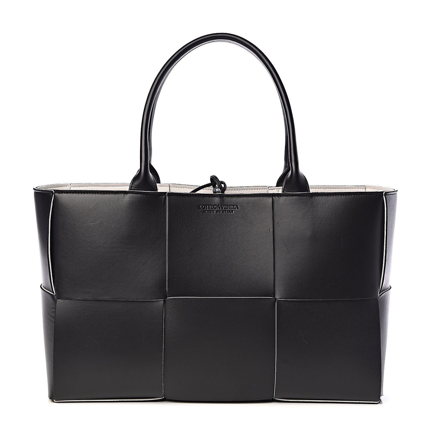 Nappa Maxi Intrecciato Medium Arco Tote Black White