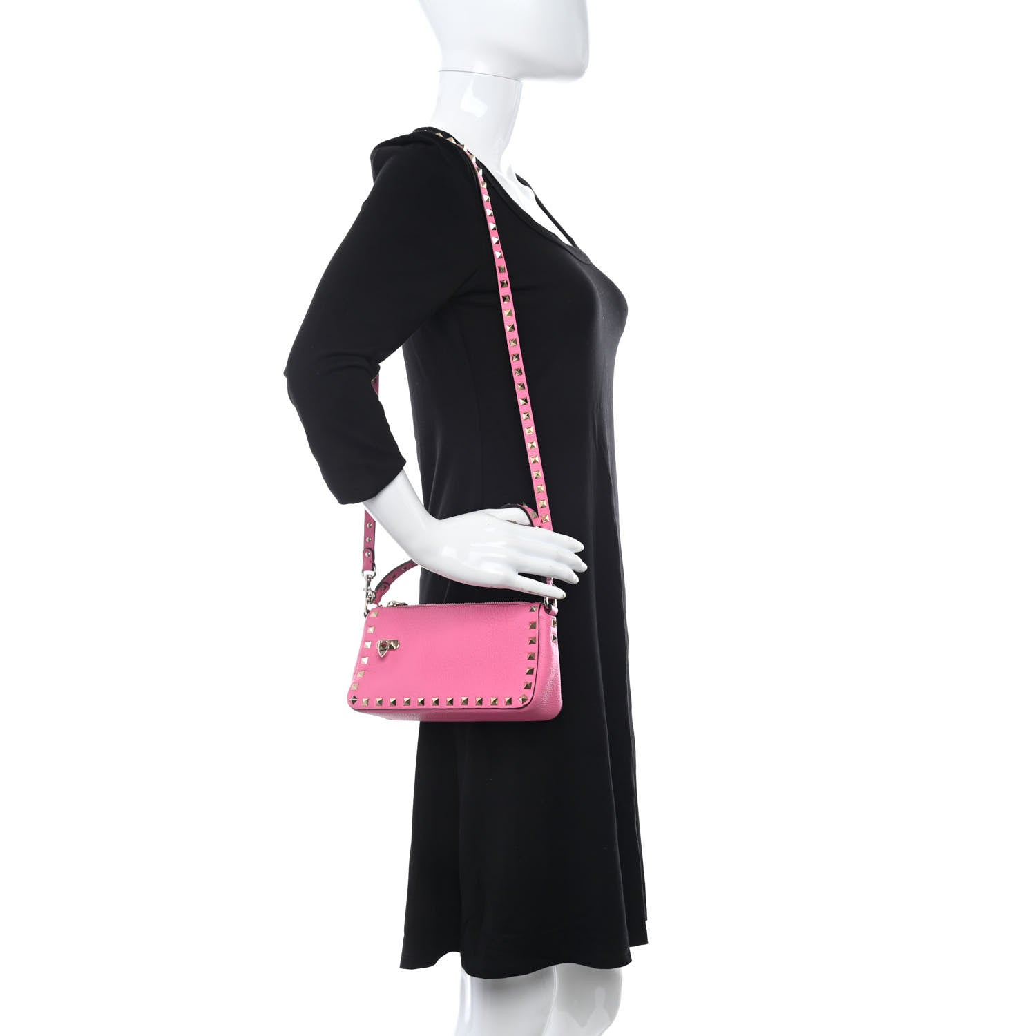 Valentino Garavani Pebbled Calfskin Small Rockstud Flip Lock Shoulder Bag Dawn Pink 2 of 7