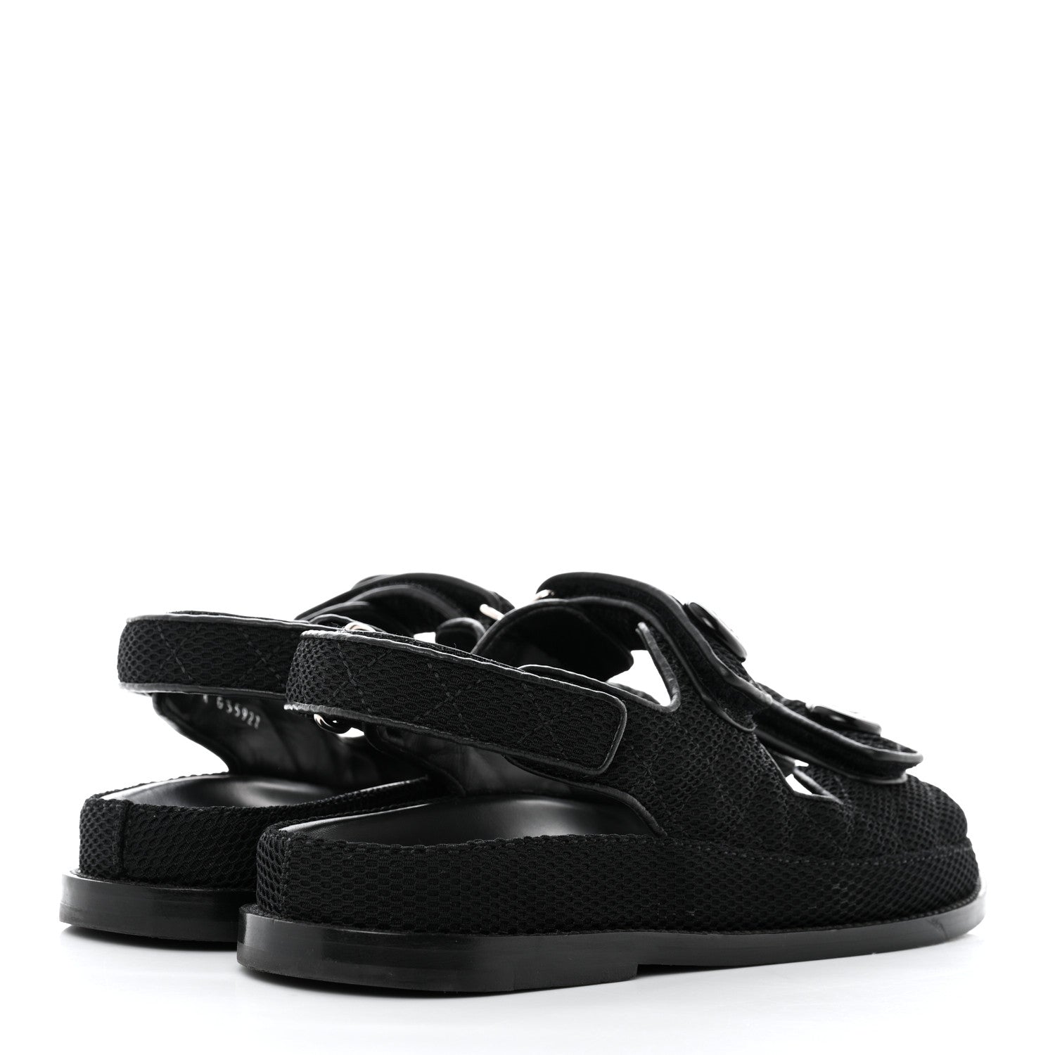 Chanel Fabric Velcro Dad Sandals 38 Black 4 of 9