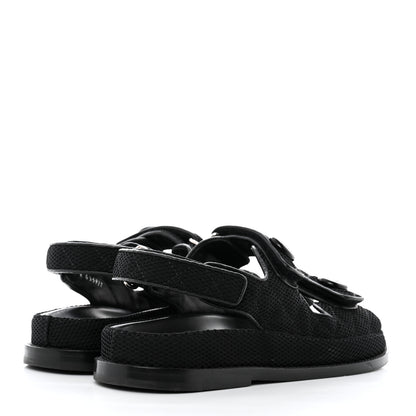 Chanel Fabric Velcro Dad Sandals 38 Black 4 of 9
