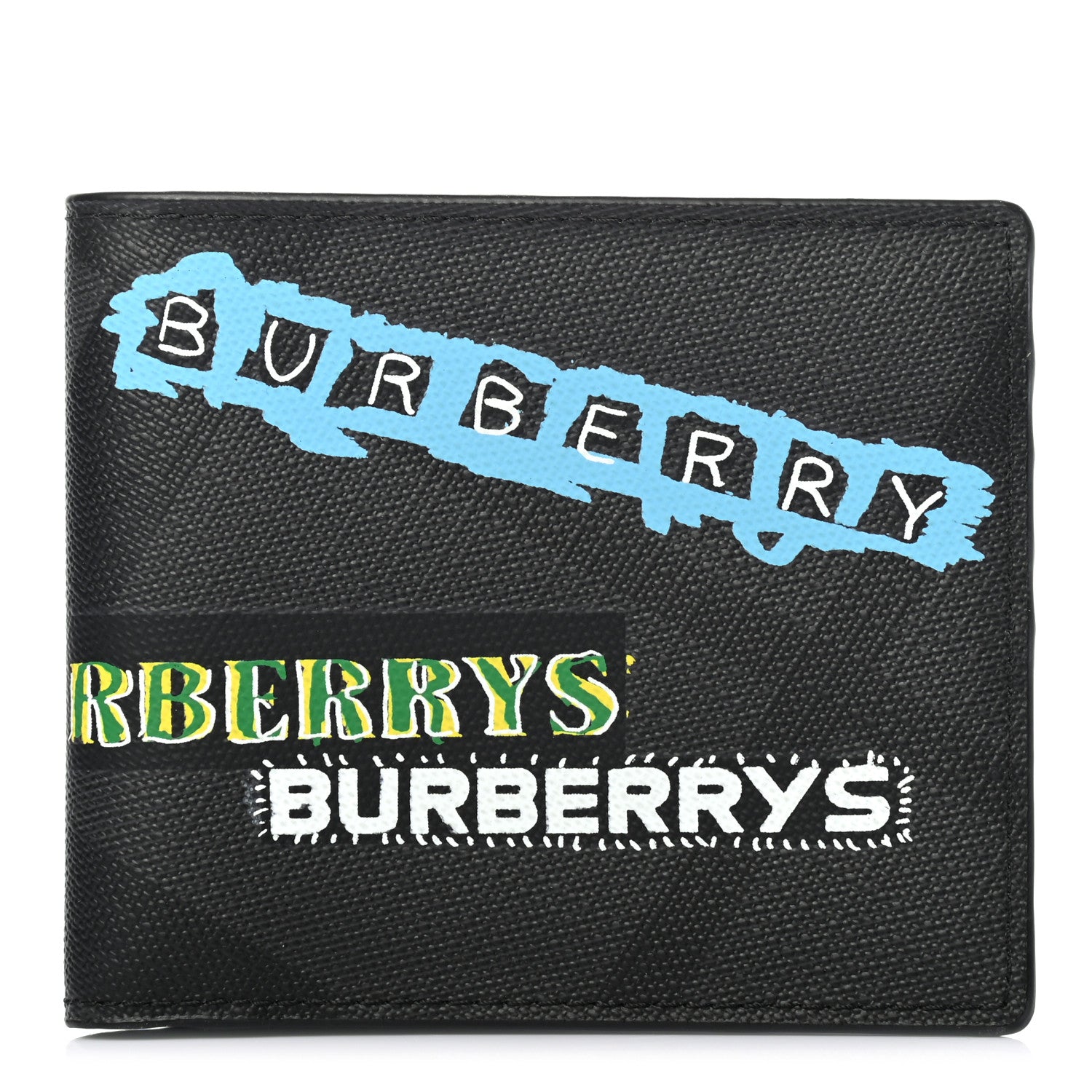 Burberry Coated Canvas Graffiti Print Bi-Fold Wallet Black 1 of 7