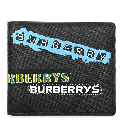 Burberry Coated Canvas Graffiti Print Bi-Fold Wallet Black 1 of 7