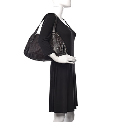 Gucci Calfskin Horsebit Embossed Medium Abbey Tote Dark Brown 2 of 11