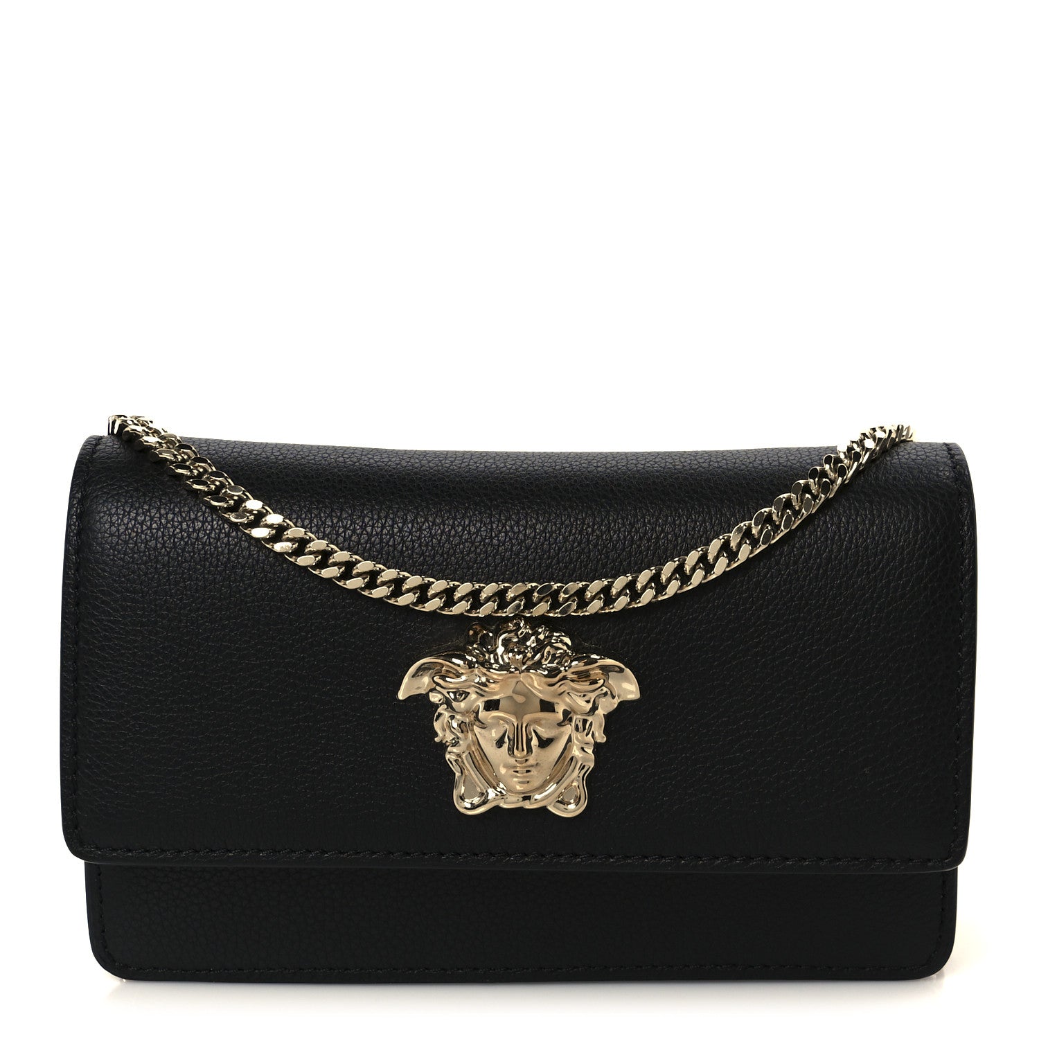 Versace Grained Calfskin Medusa Evening Clutch Bag Black 1 of 10