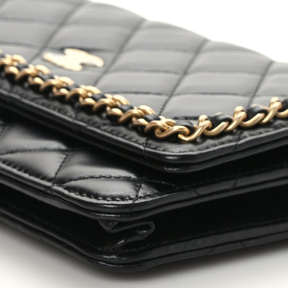 Chanel Lambskin Quilted Chain Around Wallet On Chain WOC Black 10 of 10