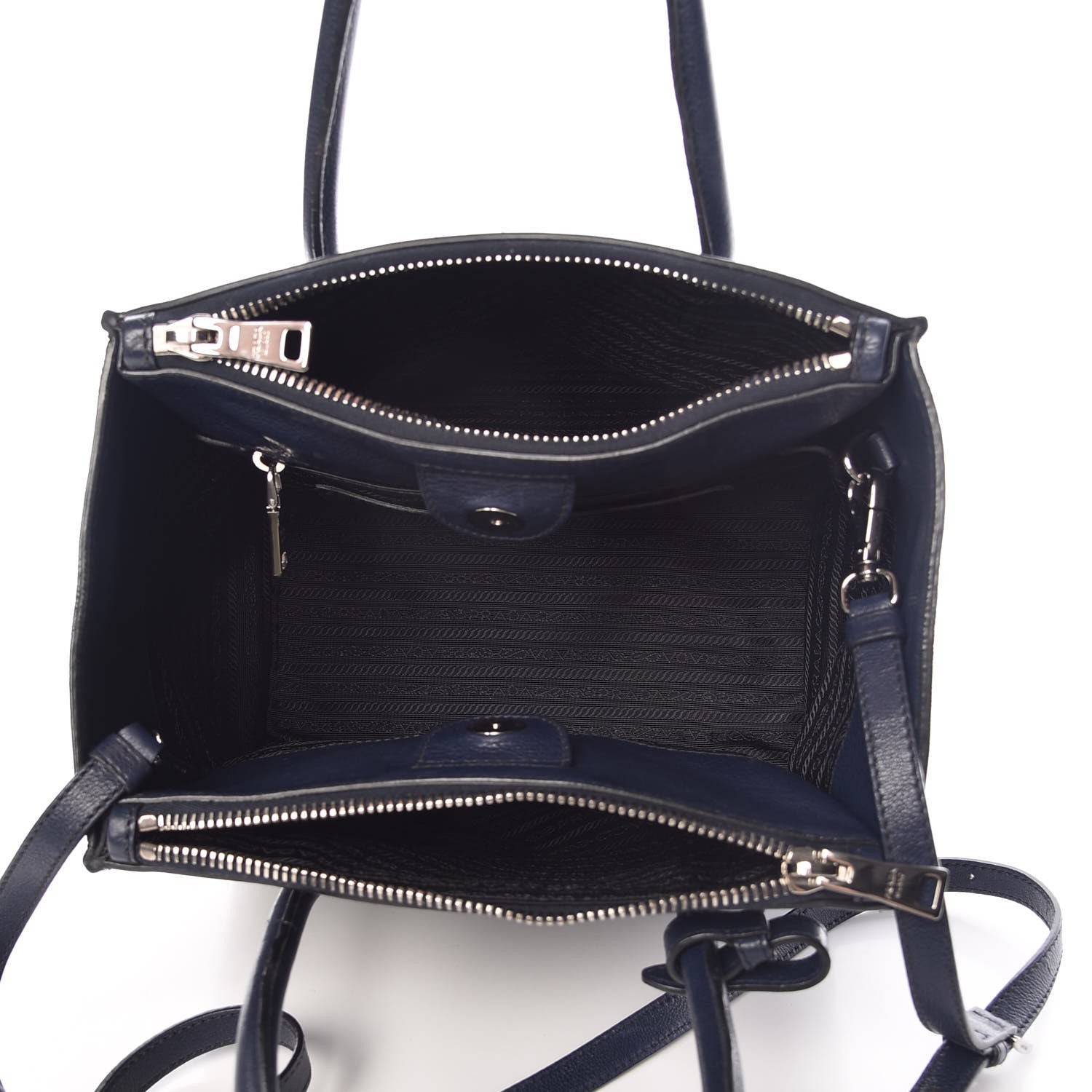 Prada Glace Calf Small Twin Pocket Tote Baltico 5 of 17