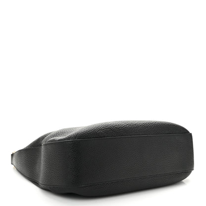 Prada Vitello Daino Soft Zippered Messenger Hobo Black 4 of 11