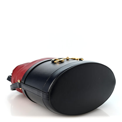 Gucci Azalea Sakai Be Green Calfskin Horsebit 1955 Drawstring Bucket Bag Blue New Cherry Red 3 of 9