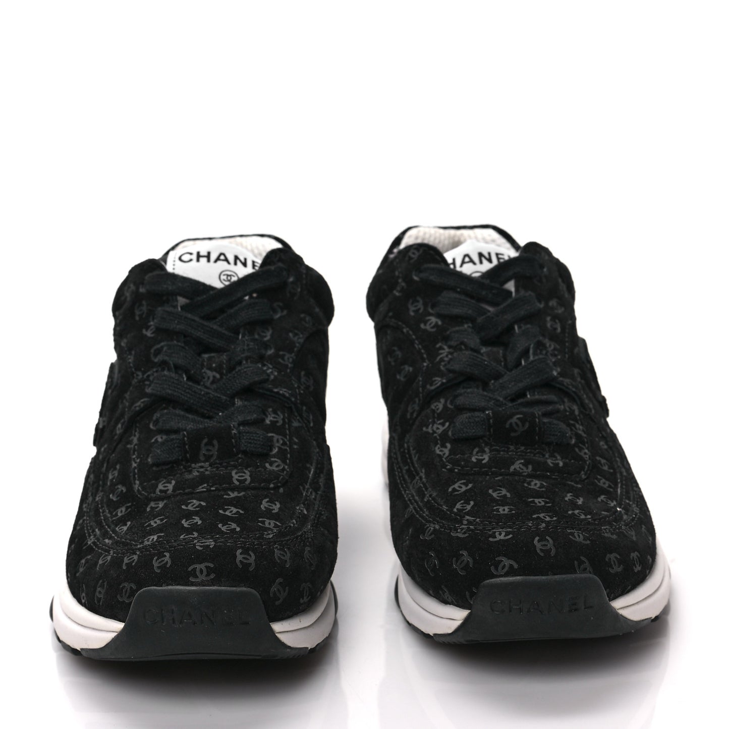 Suede Calfskin Printed CC Sneakers 36 Black