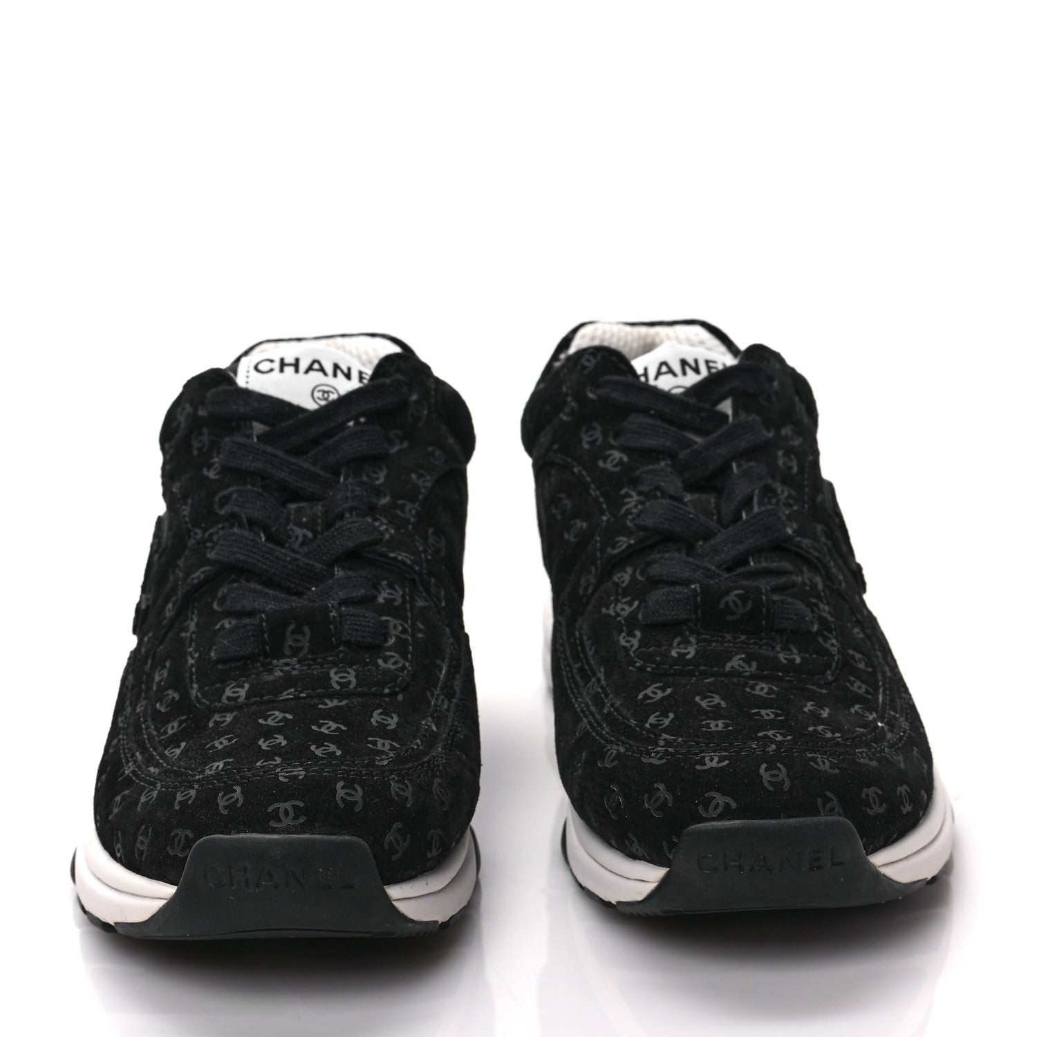 Chanel Suede Calfskin Printed CC Sneakers 36 Black 2 of 7
