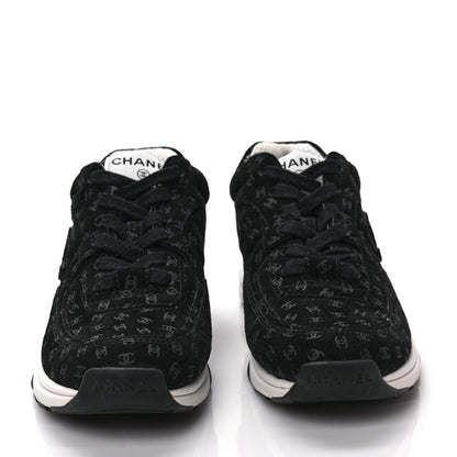 Chanel Suede Calfskin Printed CC Sneakers 36 Black 2 of 7