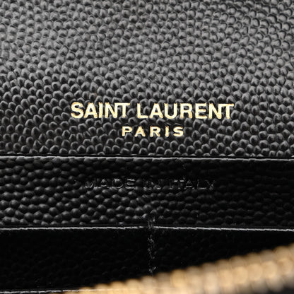 Saint Laurent Grain De Poudre Matelasse Chevron Monogram Chain Wallet Black 8 of 10