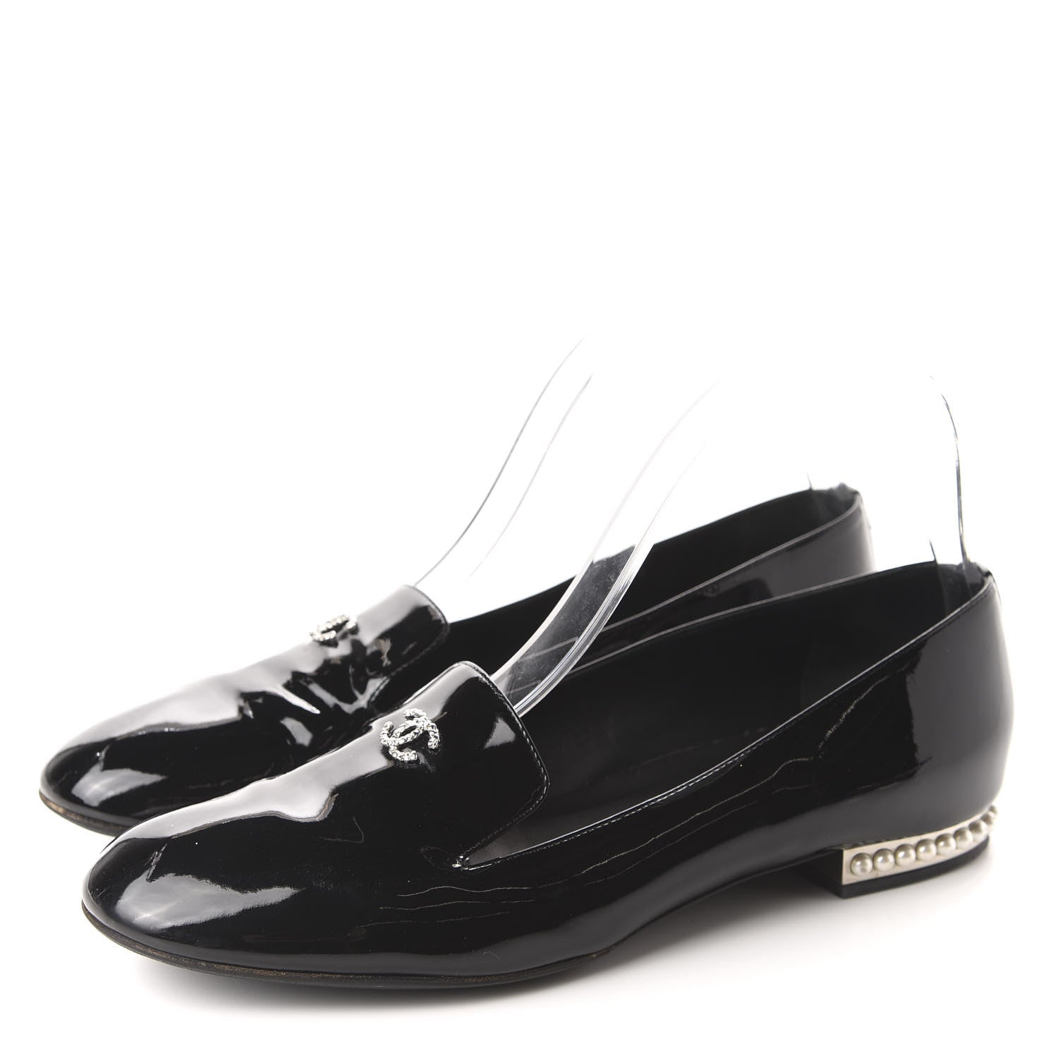 Chanel Patent Calfskin Pearl CC Loafers 40.5 Black 3 of 10